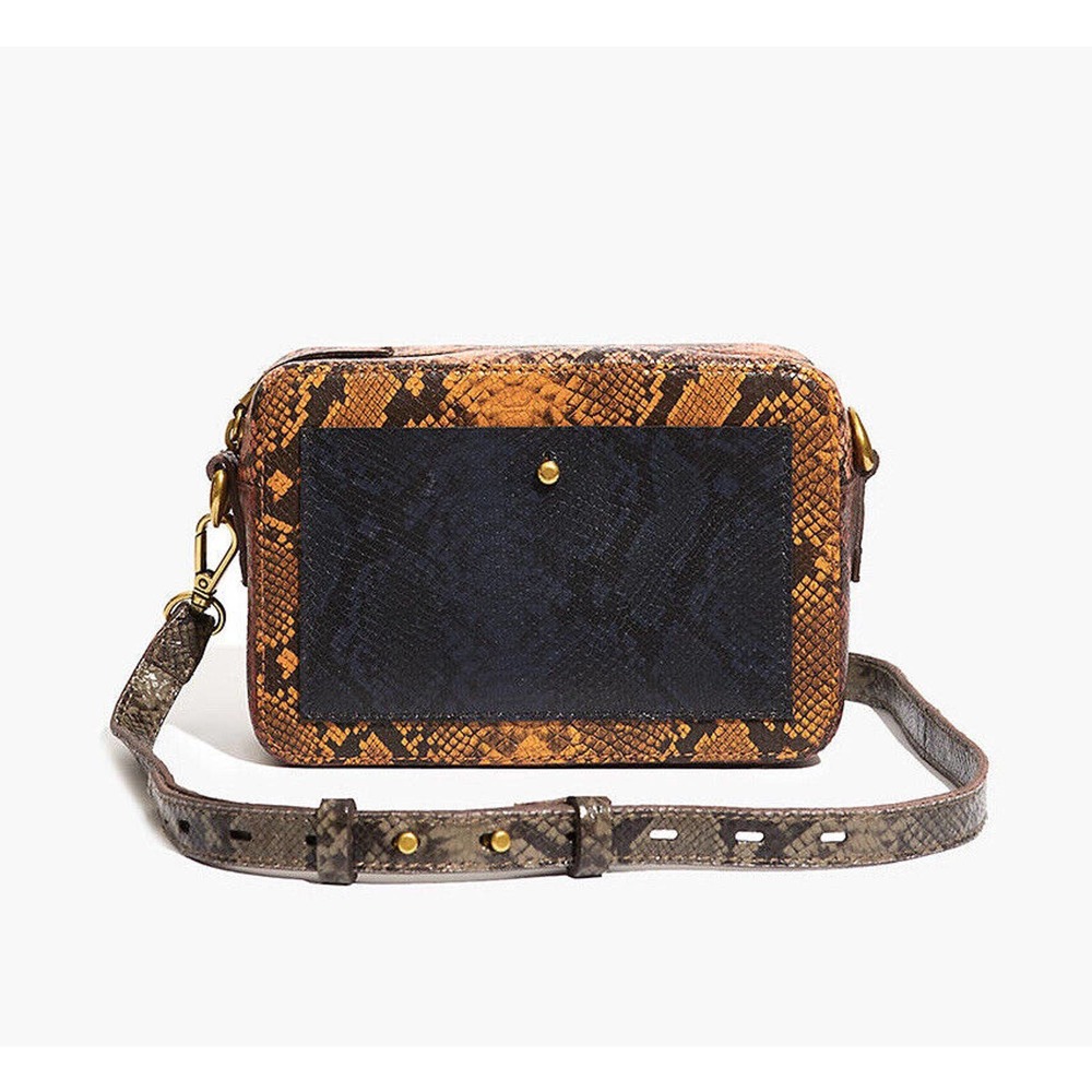Madewell The Transport Camera Bag Colorblock Snake Embossed Shoulder Bag NWT